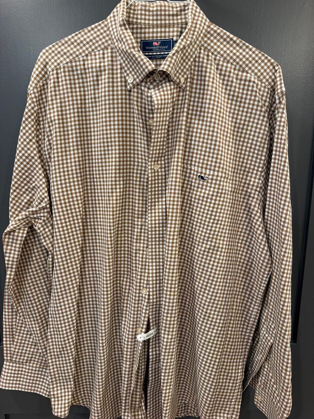 Vineyard Vines Men's Slim Fit Tucker Shirt Button Up Gray White Checked Size XL